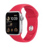 Apple Watch Series SE 2nd Gen 44mm Aluminum Case with Red sports band