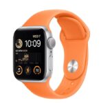 Apple Watch Series SE 2nd Gen 40mm Aluminum Case with orange sports band
