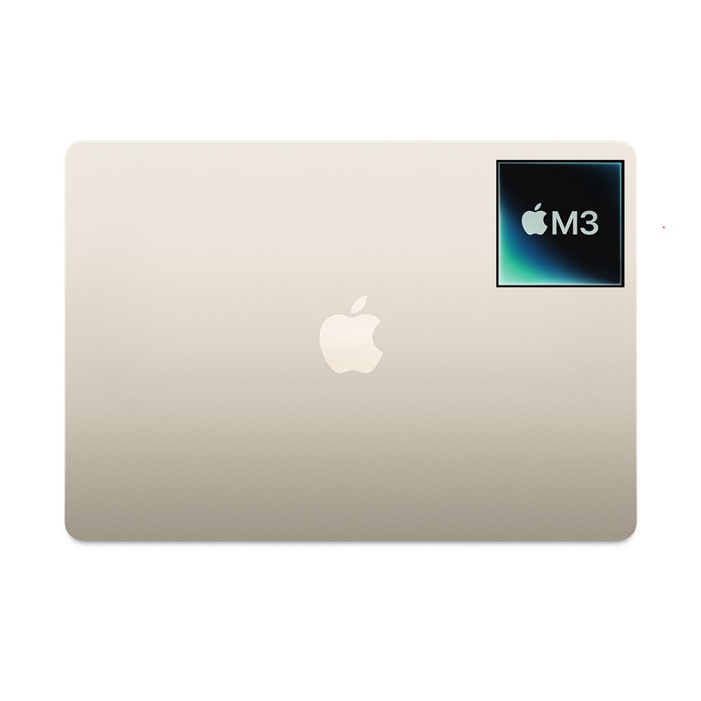 macbook-air-m3-15.3-inch-top-apple-logo-design-view-starlight.jpg Apple MacBook Air 15 MRYT3 M3 NEW - Image 1